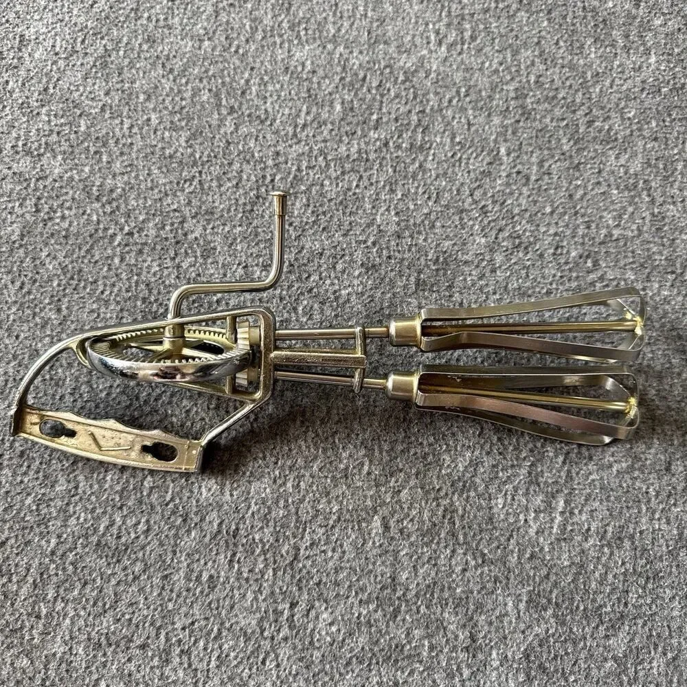 Vintage Hand Crank Mixer Egg Beater Stainless Steel No Plastic Handle Japan